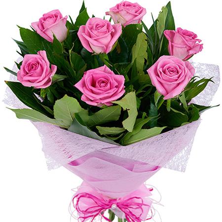 Букет из 7 розовых роз «Малютка»