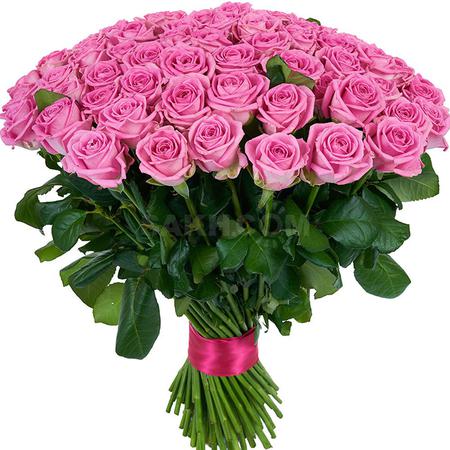 Букет 101 розовая роза "Аква" (50 см)