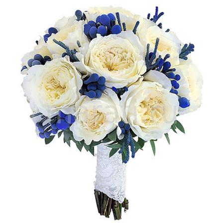 Букет с белыми пионовидными розами Остина №154