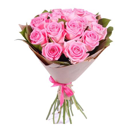 15 розовых роз  40 см
